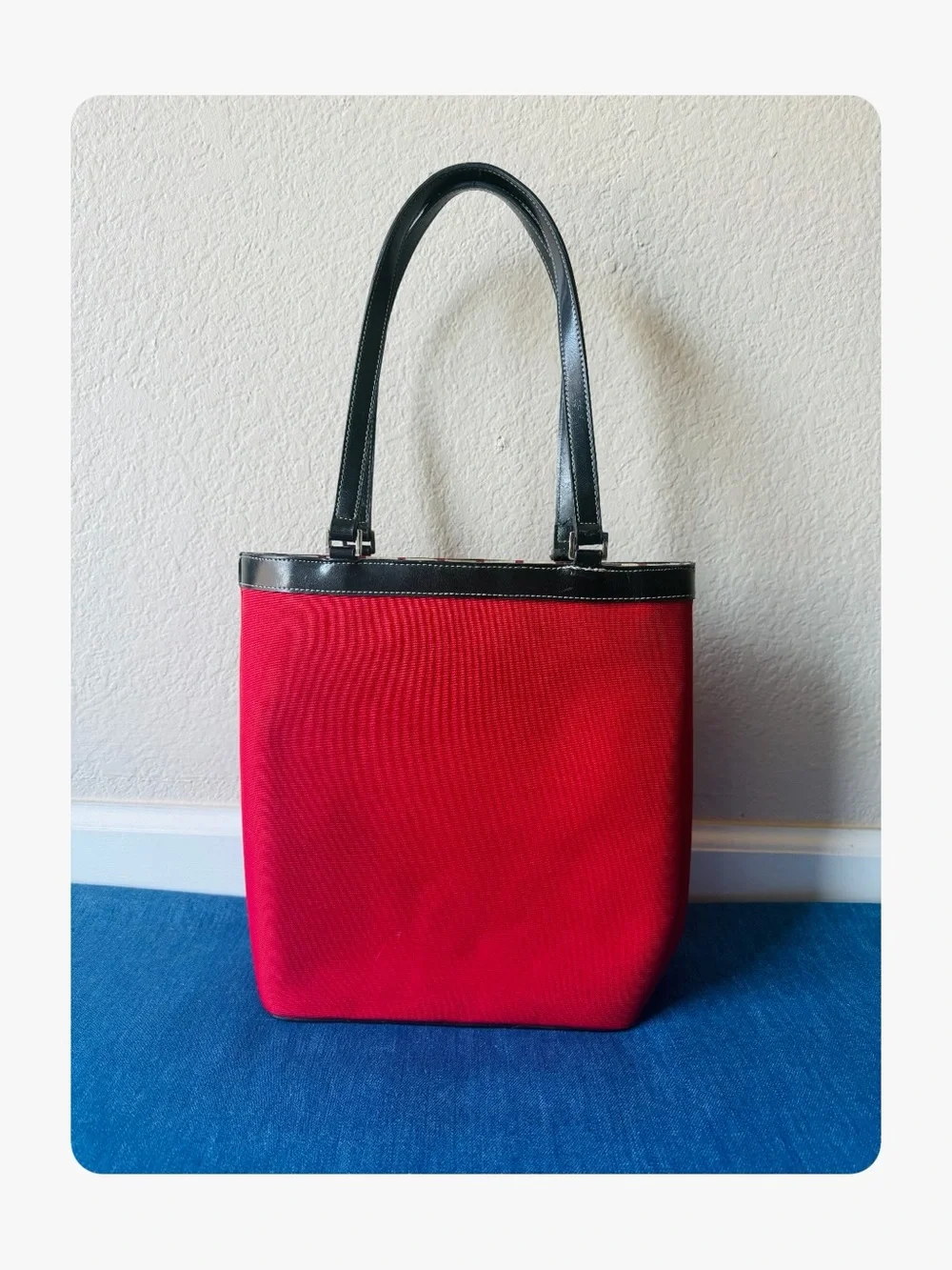 ★ Vintage Kate Spade New York Structured Nylon/Leather Shoulder Bag Red/Black ★